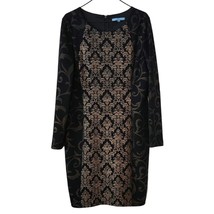 Antonio Melani Dress Sz 14 Embroidered Back Zip Inner Lined Sheath Black  - £19.38 GBP