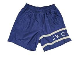 Nike Sportswear Men&#39;s Nylon Shorts Blue Swoosh logo Lined 6.5&quot; Sz L Swim - £18.61 GBP