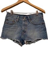 Levi’s Womens 501 Cut-Off Jean Shorts Size 26 Blue Button Fly Medium Wash - £17.39 GBP