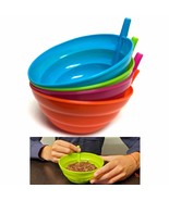 4 Cereal Bowls With Straws For Kids Bpa Free Plastic Toddler Bowl Built-... - £17.37 GBP