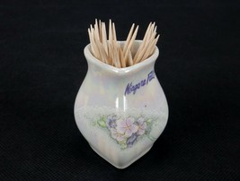 Vintage Porcelain Toothpick Holder, Heart Shape Niagara Falls Souvenir, ... - $19.55