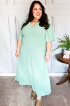Take You Away Mint Elastic V Neck Tiered Maxi Dress - £36.73 GBP