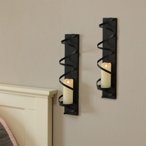 Wall Candle Holder - Metal Spiral Candle Sconces Wall Decor Set of 2,Black - £30.17 GBP