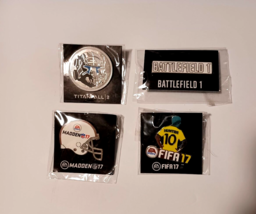 Lot of 4 Pins EA Sports Madden NFL 17, FIFA Soccer 17, Battlefield 1 Tit... - $18.69