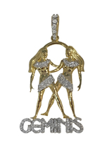 Gemini Yellow Gold Zodiac Sign Pendant with Diamonds  - £1,258.16 GBP