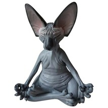 Sphynx Cat Meditate Figurines Resin Miniature Buddha Statue Office Home Decors - $15.95