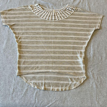 Madigan Eyelet Lace Beige/White Striped Blouse Size XS - £11.57 GBP