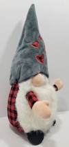 Arkin Progressive Plush Gnome 11&quot; Plaid Hearts Red Gray Black Valentine - £7.41 GBP