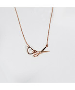 Scissor and Heart Charm Necklace Rose Gold - £22.76 GBP