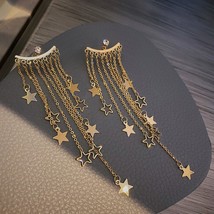 Fashion Stars Tassel Dangle Earrings for Women 2021 New Korean Gold Color Metal  - £7.14 GBP