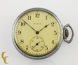 Nickel Elgin Antique Open Face Pocket Watch Grade 302 Size 12 15 Jewel - $155.93