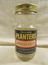 Vintage 1970&#39;s Planters Peanut Mr Peanut Mixed Nuts 7 Oz Product Jar - $7.95