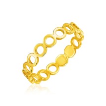 14k Yellow Gold Ring with Polished Open Circle Motifs - £342.82 GBP