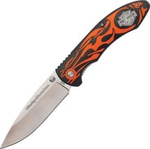 Harley Davidson Case Cutlery Tex X Linerlock Pocket Knife Orange with Sheath - £45.62 GBP