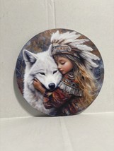 Beautiful Indian Girl With Her White Wolf  - €14,87 EUR
