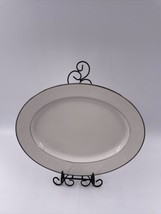 Noritake Marseille 13&quot; Oval Serving Platter White Scrolls on Rim Platium... - $36.62