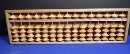 Vintage wooden abacus dovetail case 15 rows Chinese characters written o... - $17.72