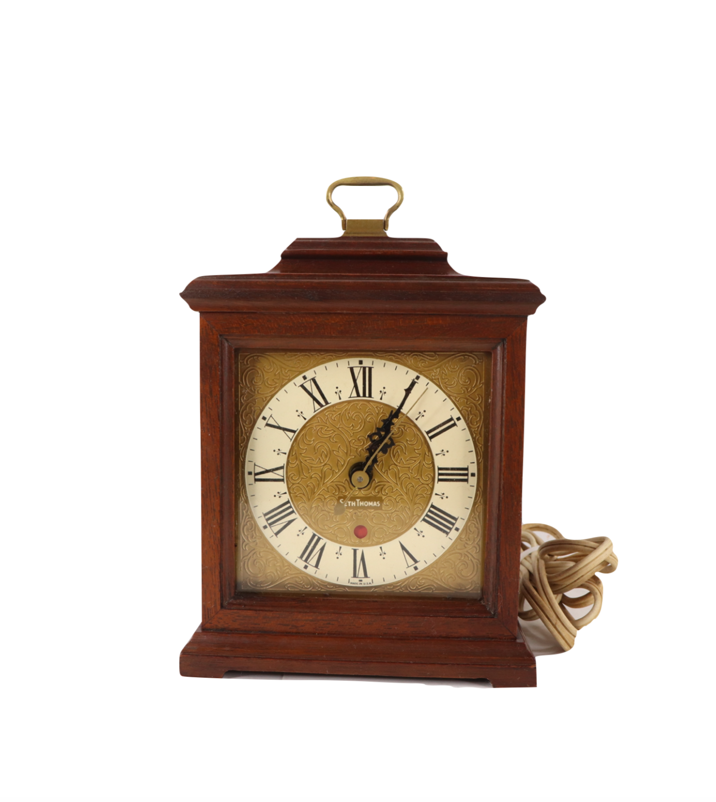 Primary image for Vintage Antique Seth Thomas Electrical Mantel Desk Clock Timepiece Gold Wood