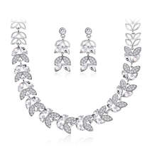 Crystal &amp; Silver-Plated Ear Of Wheat Necklace &amp; Drop Earrings - £17.57 GBP