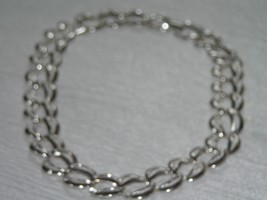 Estate Napier Signed &amp; Numbered Open Silvertone Double Crescent Link Necklace – - £9.53 GBP