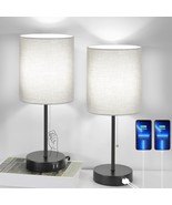 Bosceos Table Lamps Set Of 2 With Usb Charging Ports, Grey Bedside Lamps... - $847.30 MXN