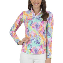 NWT Ladies IBKUL LESSIE WHITE MULTI Long Sleeve Mock Golf Shirt XS S M L... - £55.03 GBP