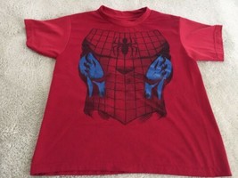 Marvel Boys Spiderman Red Black Spider Web Chest Short Sleeve Shirt Medium 8 - £4.70 GBP