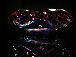 heavy rose colored glass ashtray with four slots  Measures 7 " x 7" x 3" image 10