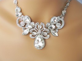 Silver tone, Bridal, Statement Necklace Set, Wedding Jewelry Set, Vintage Inspir - £23.97 GBP