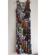 Boho Crinkle Gauze Long Colorful Maxi Vintage Summer Dress Large - $31.46