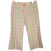 Ann Taylor Loft Womens Plaid Capri Pants size 8 30x23 Mint Pink Fun Vibrant - £22.80 GBP