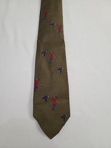 Burberrys Silk Neck Tie All Over Golfer Embroidery - £62.98 GBP