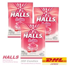 300 Candies HALLS Nam Kang Sai Icy Strawberry Syrup Flavor Candy 280g (3 Packs) - $47.46