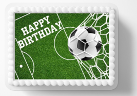 Soccer Football Edible Image Sports Birthday Cake Topper Edible Sticker Decal - £11.39 GBP+