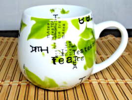 Konitz Tea Drinking Mug Leaves Word Tea All Over Porcelain Mug Made In Thailand - £13.09 GBP