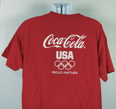 Coca Cola Coke Soda USA Olympics Proud Partner T Shirt Mens XL Red Cotton - £17.09 GBP