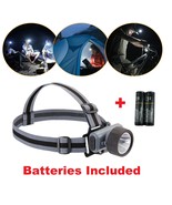 LED Headlamp Torch + Batteries adjustable camping biking construction au... - £13.53 GBP