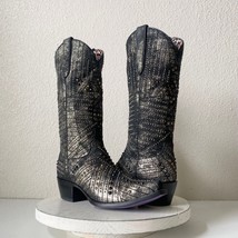 Lane Kippys Black Gold Couture Cowboy Boots 7.5 Swarovski Crystal Bling Snip Toe - £2,710.55 GBP
