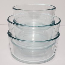 Pyrex 7200 &amp; 7201 Set of 4 Round Glass Nesting Bowls Aqua Glass 1 QT / 2 Cups - £23.35 GBP