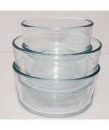 Pyrex 7200 &amp; 7201 Set of 4 Round Glass Nesting Bowls Aqua Glass 1 QT / 2... - £23.34 GBP
