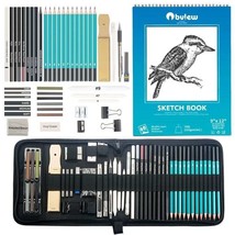 50 pcs Professional Drawing Artist Kit Set Pencils and Sketch Charcoal Art &amp; Bag - £13.63 GBP+