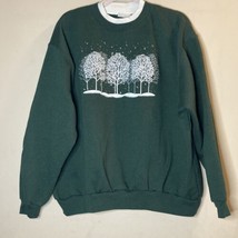 Vintage Top Stitch Grandma Snoe Covered Trees Crewneck Sweatshirt Size 2XL - £20.24 GBP