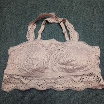 Maurices Bra Women Medium Bralette Lace Wireless Purple / Pink Lightly P... - $9.24