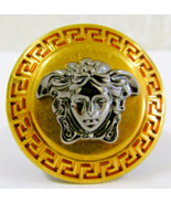 Versace Medusa Gold Metal Ring with Silver Medusa Head Greek Key Motif S... - $5,174.61 MXN