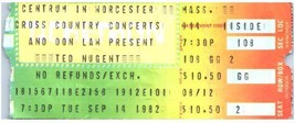 Ted Nugent Ticket Stub September 14 1982 Worcester Massachusetts - £19.46 GBP