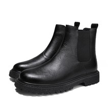 Genuine Leather Men Shoes Chelsea Boots Autumn Winter High-top Ankle Boots Sleev - £78.14 GBP