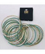Kira Kira Jewelry 30 Piece Round Bangle Gold White Wire Metal Bracelets ... - £7.52 GBP