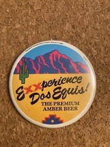 Vintage Dos Equis Premium Amber Beer Pinback Pin Button Collectible 3&quot; - $6.35