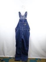 Vintage 90s Streetwear Mens 44x34 Distressed Wide Leg Denim Overalls Bibs Blue - £55.52 GBP