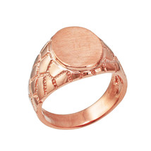 10K Rose Gold Oval Signet Mens Nugget Band Ring - £469.35 GBP